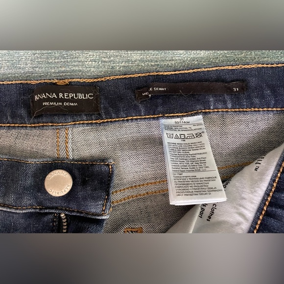 Banana Republic Premium Denim Mid-rise Skinny Jeans Sz 31 Distressed Leg Bottoms - Picture 4 of 6